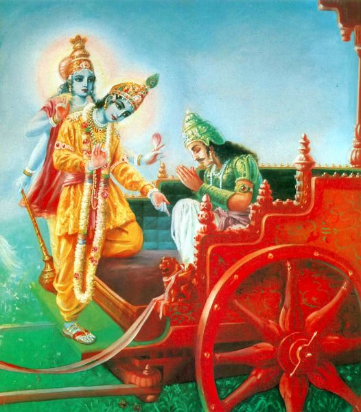 At last Krsna showed Arjuna His two-armed form.